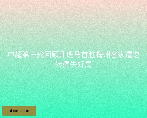 中超第三轮回顾升班马首胜梅州客家遭逆转痛失好局